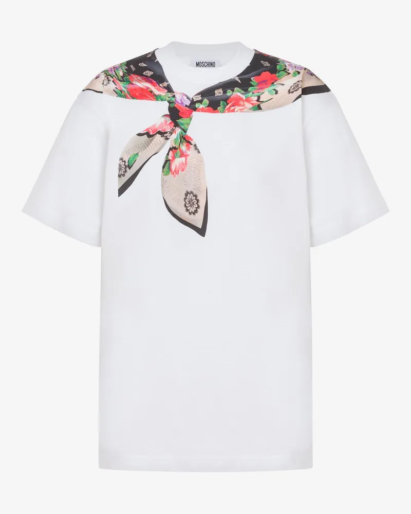 Moschino Bedrucktes T-Shirt aus Bio-Baumwolljersey - Weiß Weiß