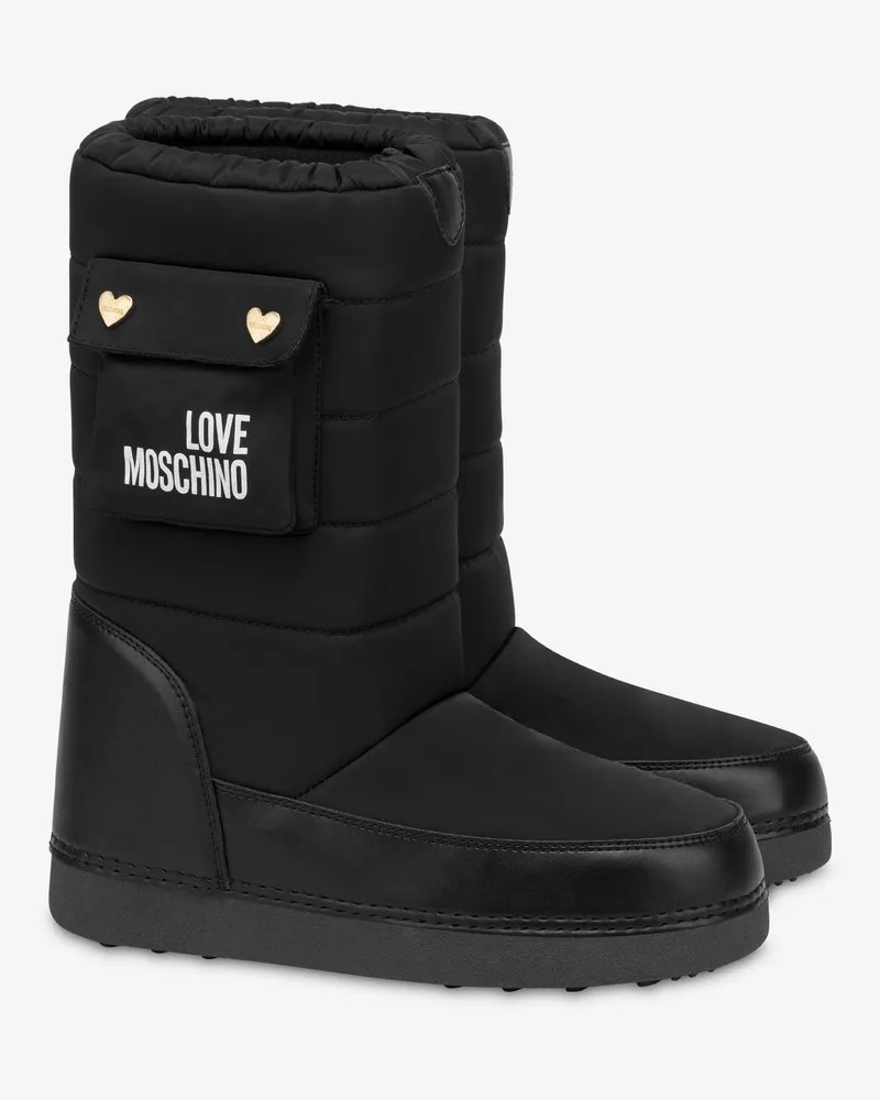 Moschino Gesteppte Schneestiefel aus Stoff - Schwarz Schwarz