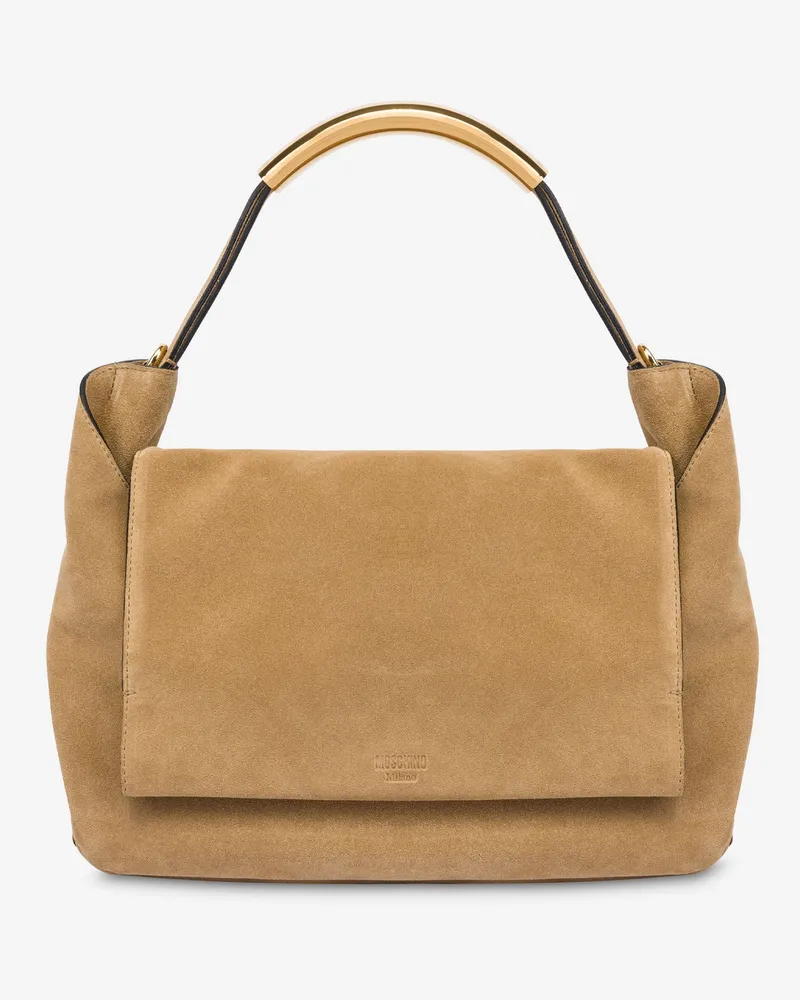 Moschino Moschino Handle Me Tasche aus Rauleder - Beige Beige