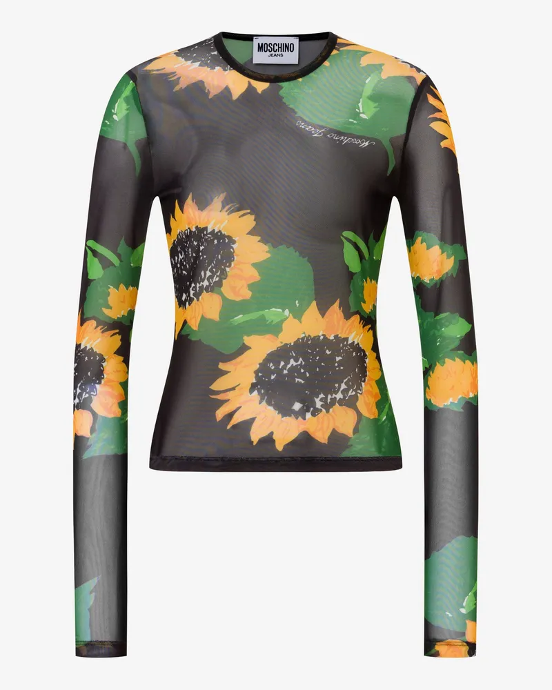 Moschino Bedrucktes Netz-T-Shirt - Schwarz Schwarz