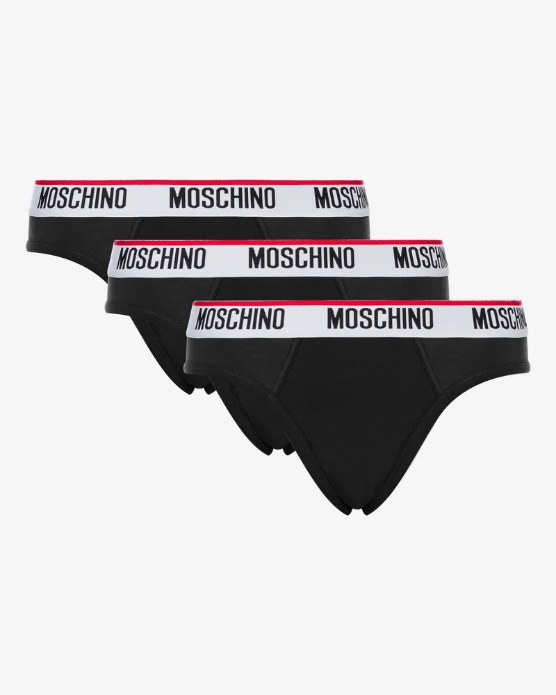 Moschino Set mit 3 Slips Logo Band - Schwarz Schwarz