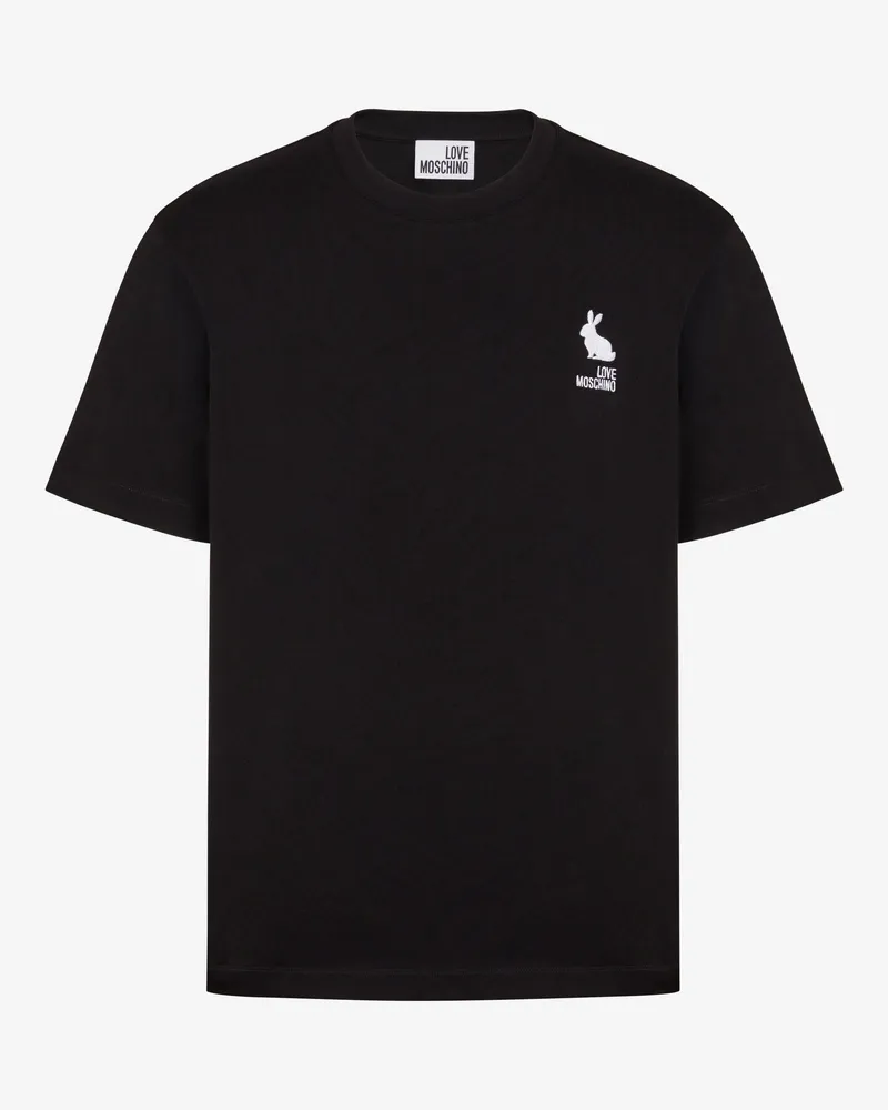 Moschino Bedrucktes T-Shirt aus Baumwolljersey - Schwarz Schwarz