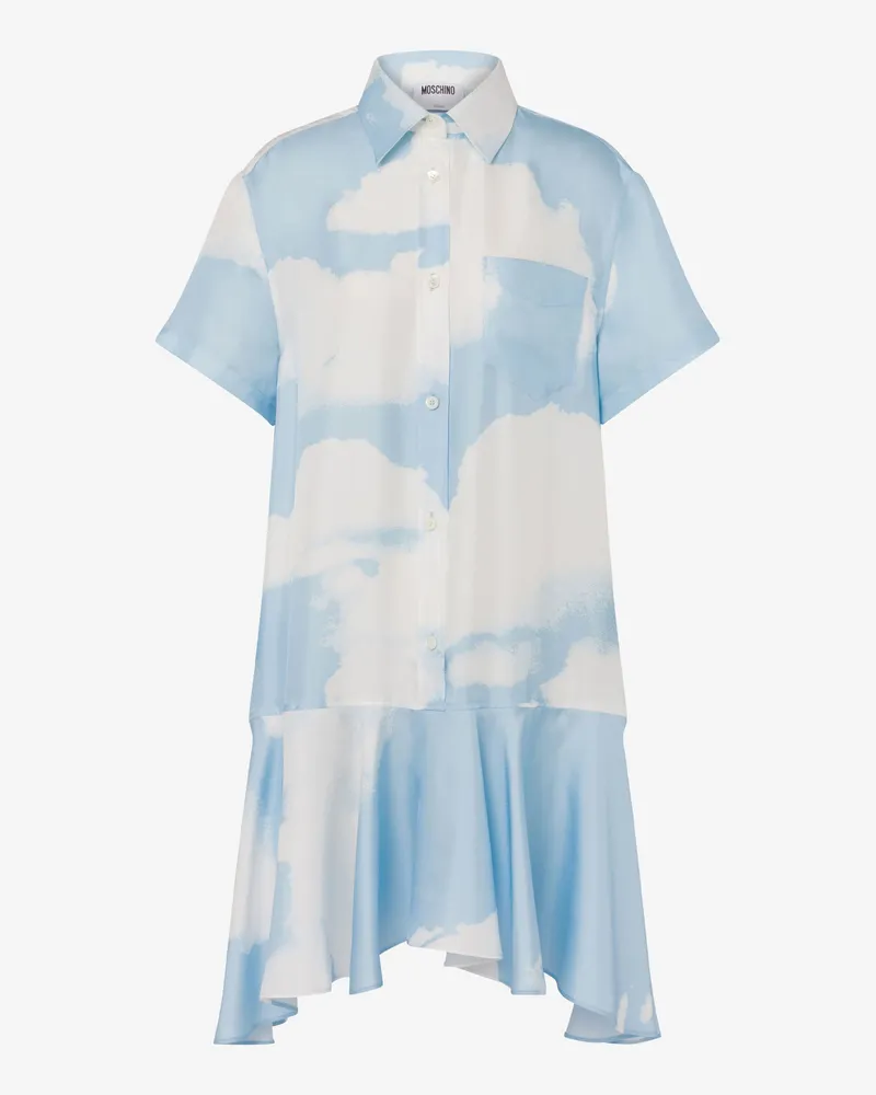 Moschino Kleid aus Seidenköper Archive Clouds - Blau Blau