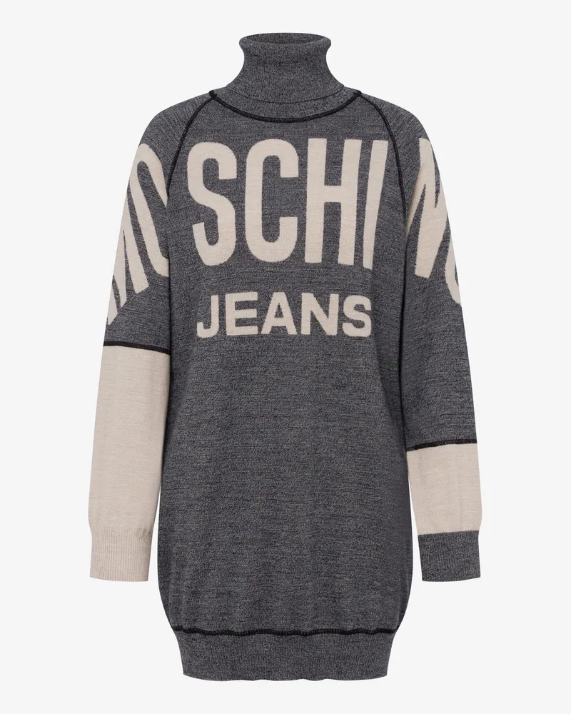 Moschino Kleid aus reiner Wolle mit Intarsien - Grau Grau
