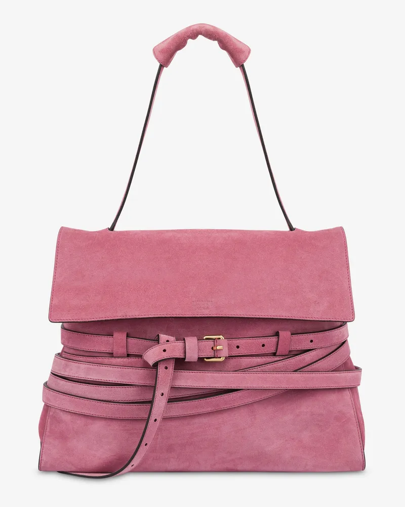 Moschino Moschino Tie Me Tasche aus Wildleder Medium - Pink Pink