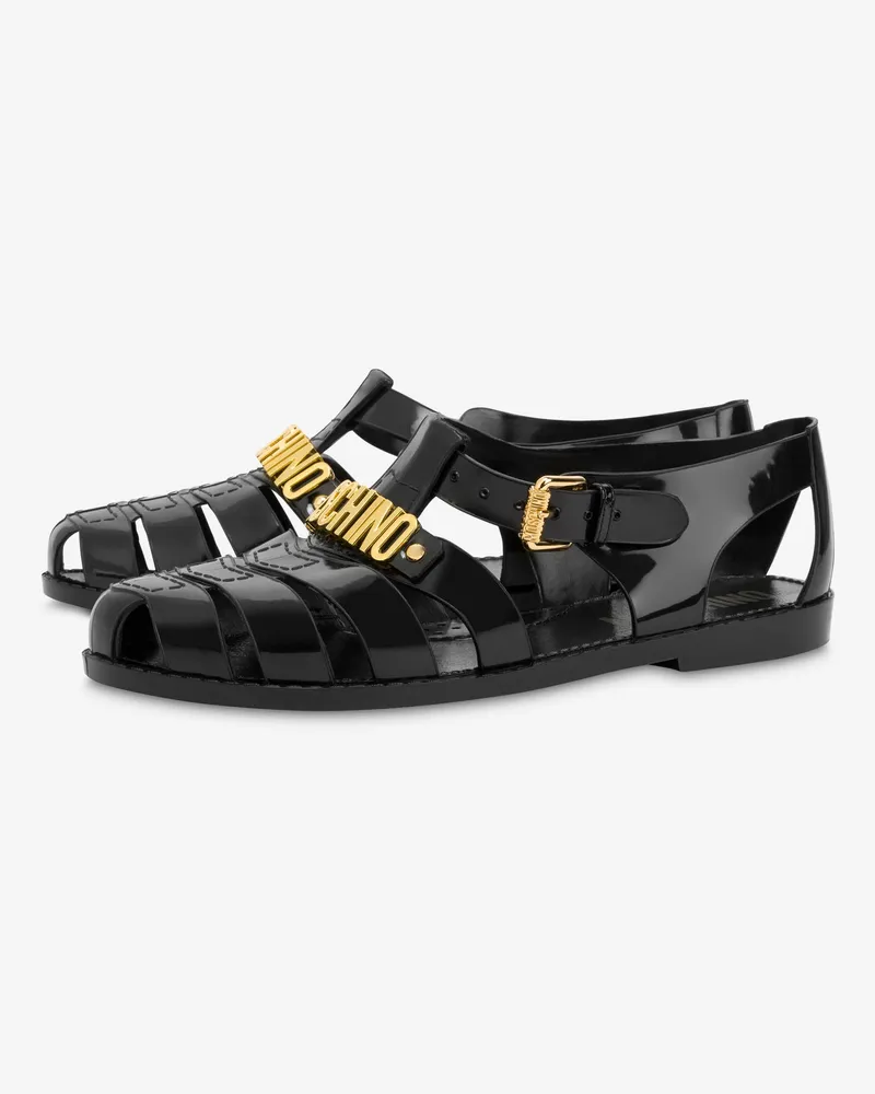 Moschino Jelly Sandalen mit Lettering Logo - Schwarz Schwarz