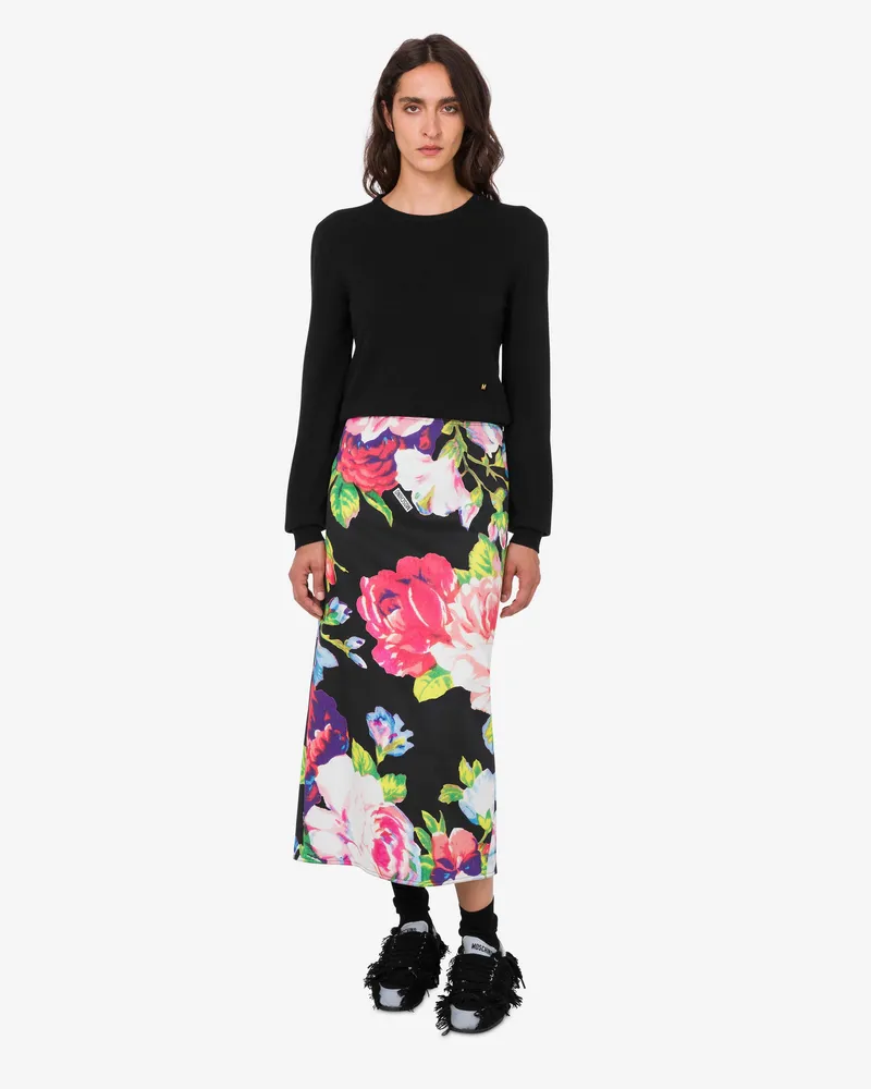 Moschino Bedruckter Rock aus Stretch-Baumwolle - Schwarz;Bunt Schwarz