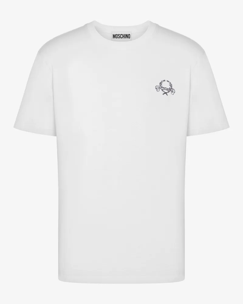 Moschino T-Shirt Laurel Crown Logo - Weiß Weiß