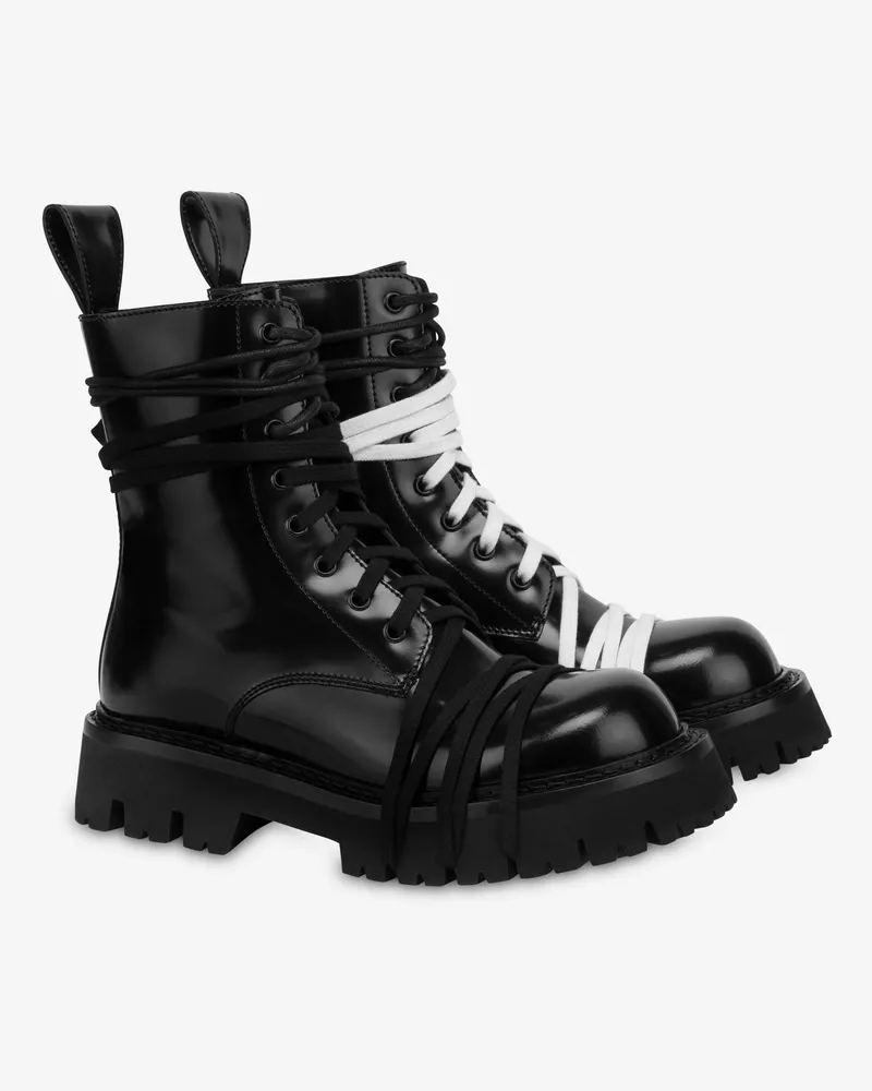 Moschino Biker-Stiefel aus gebürstetem Kalbsleder - Schwarz Schwarz