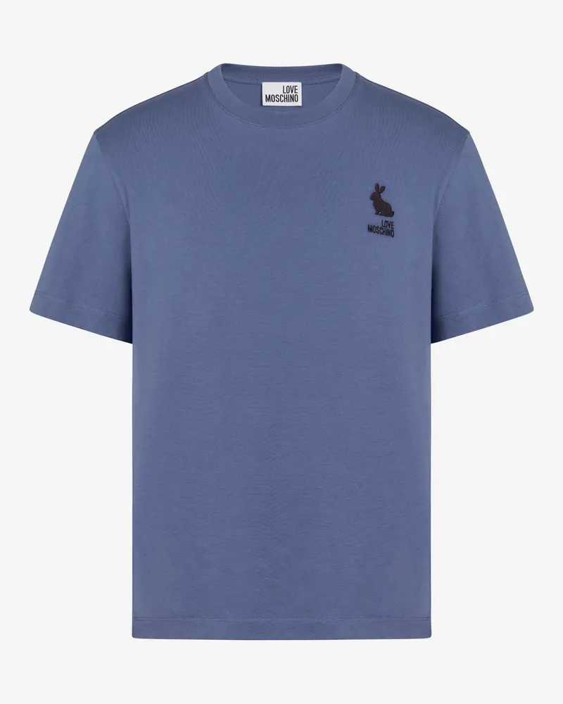 Moschino Bedrucktes T-Shirt aus Baumwolljersey - Blau Blau