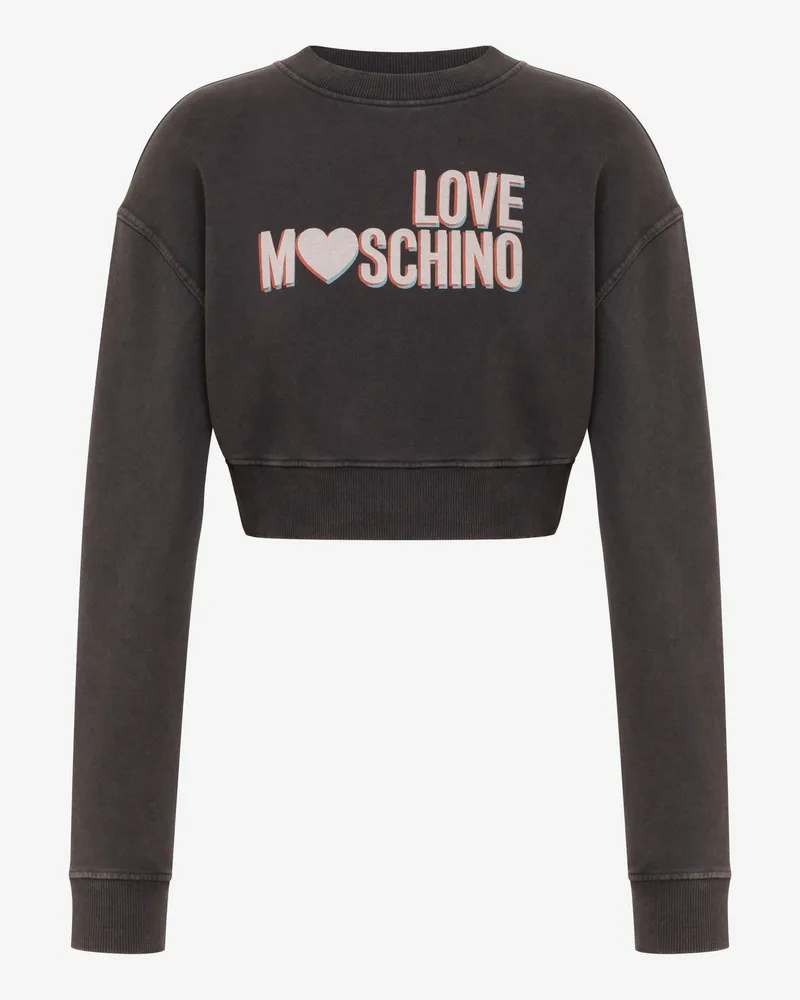 Moschino Bedrucktes Crop-Sweatshirt aus Baumwolle - Grau Grau