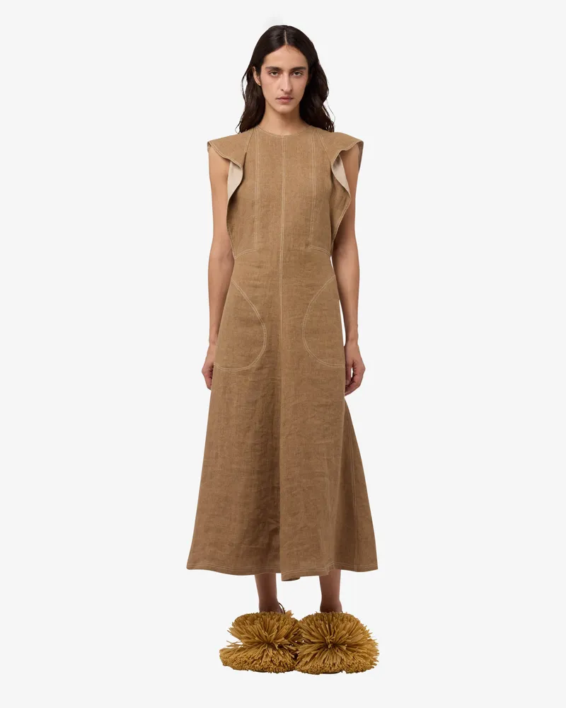 Moschino Kleid aus Leinen und Stroh - Braun Braun
