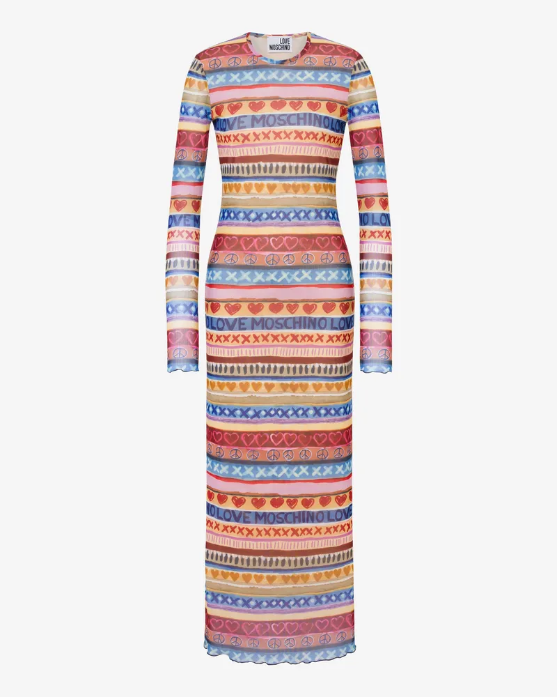 Moschino Bedrucktes Netzkleid - Bunt Bunt