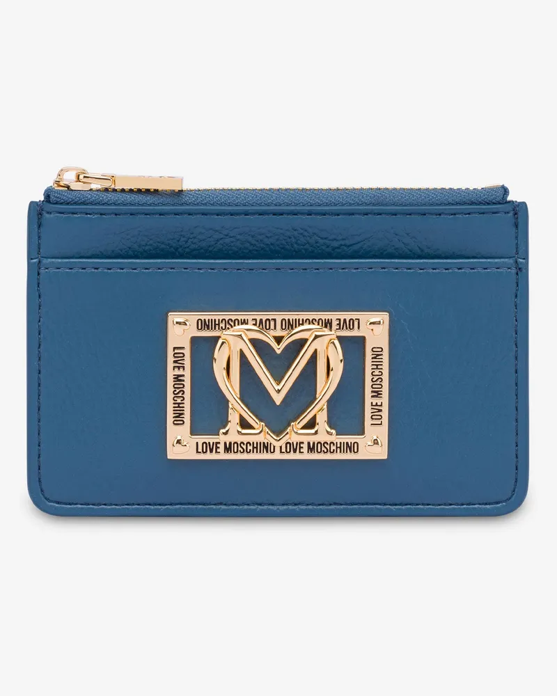 Moschino Kleine Kartenmappe mit Reißverschluss - Blau Blau
