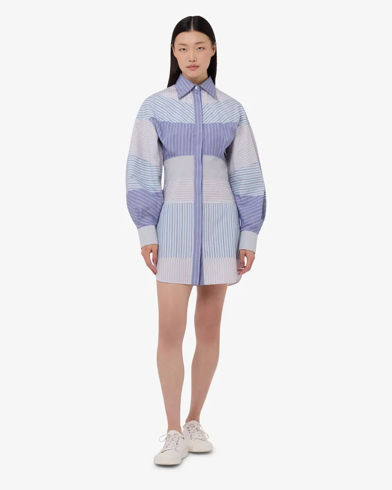 Moschino Bedrucktes Kleid aus Baumwollpopeline - Blau Blau