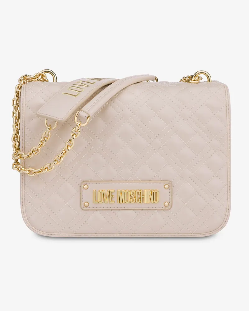 Moschino Gesteppte Umhängetasche mit Logo - Weiß Weiß