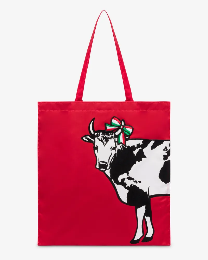 Moschino Bedruckte Tragetasche Archive Cow - Rot Rot