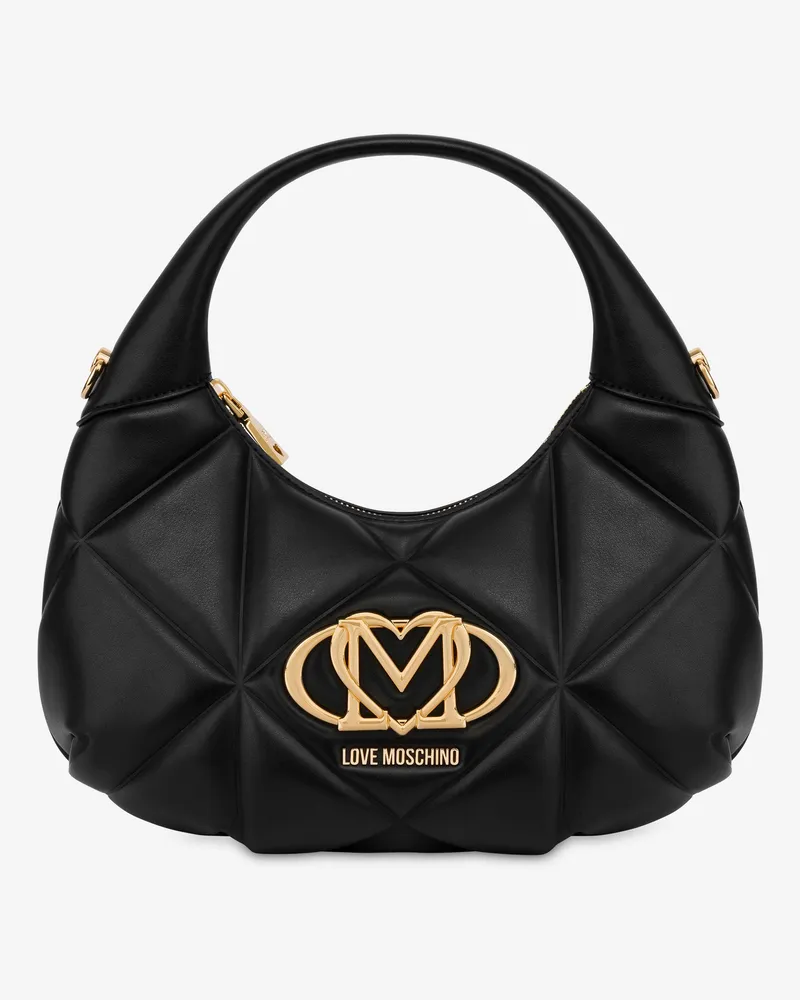 Moschino Gestepptes Hobo Bag Embossed - Schwarz Schwarz