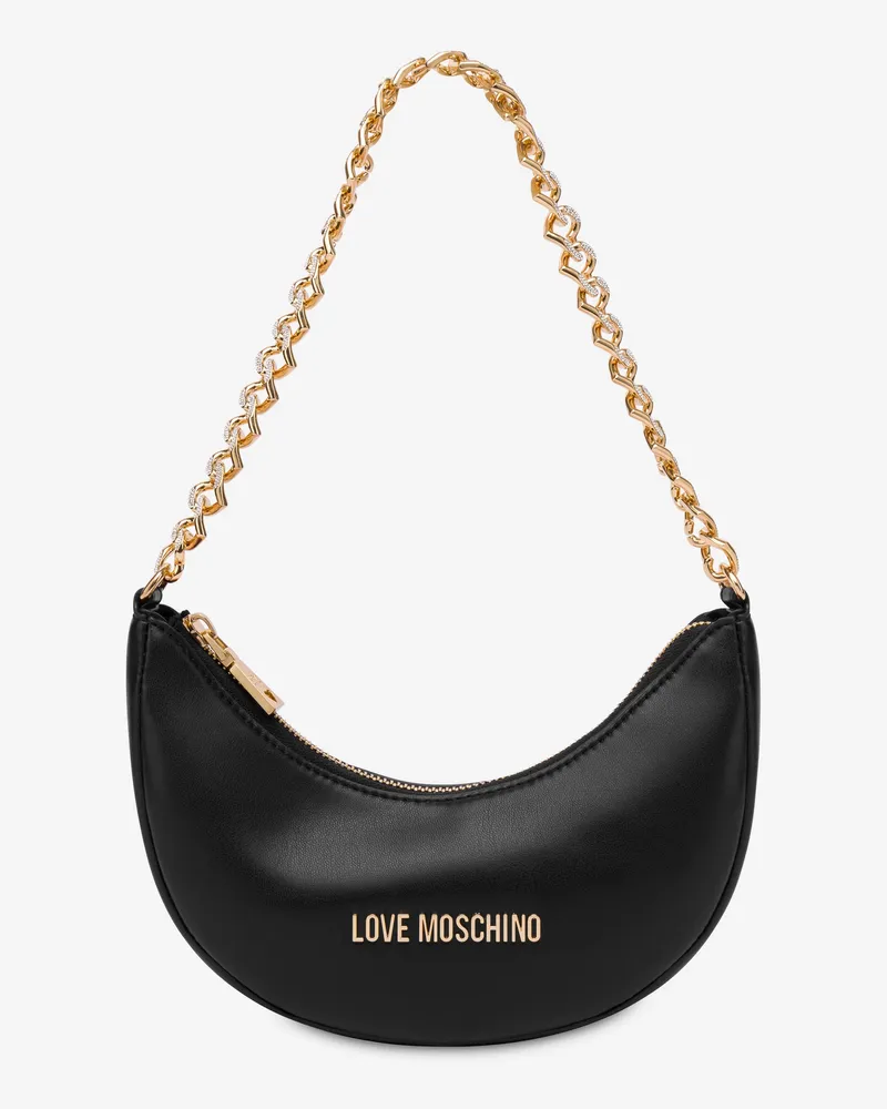 Moschino Umhängetasche mit Kette und Herzen - Schwarz Schwarz