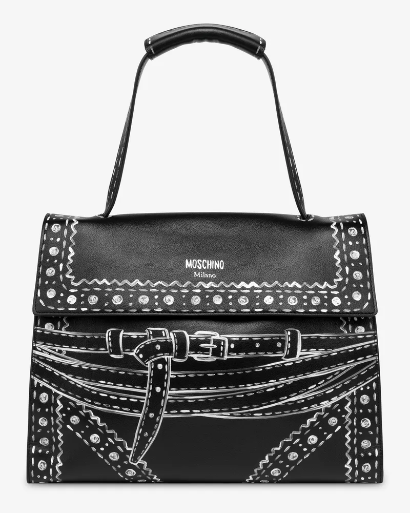 Moschino Moschino Tie Me mittlere Handtasche - Schwarz Schwarz