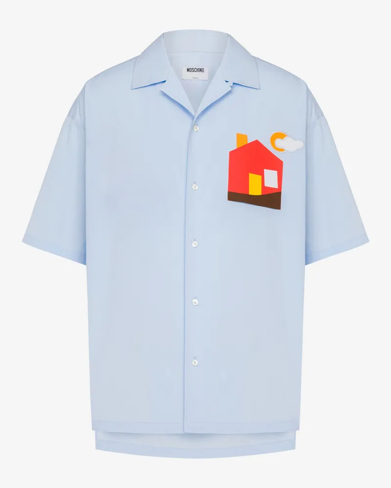 Moschino Hemd aus Baumwollpopeline Archive - Blau Blau