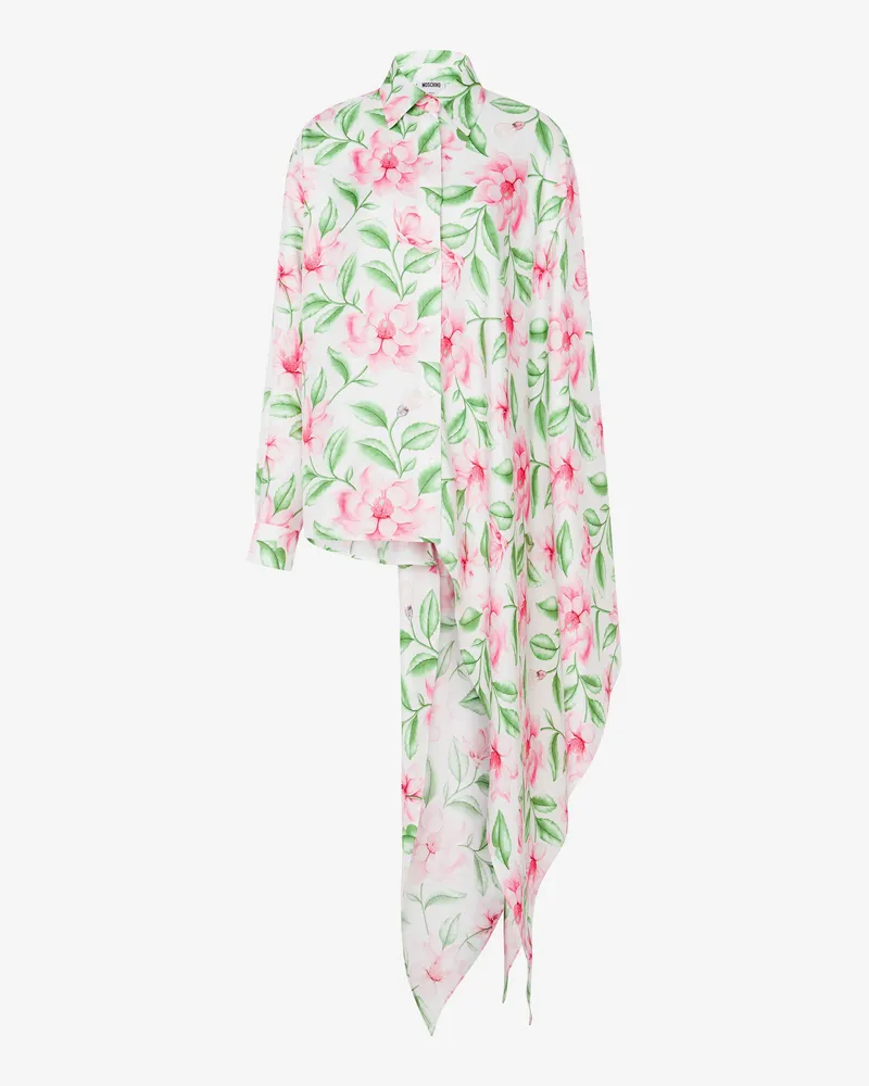 Moschino Bedrucktes Hemd aus Seidenköper - Weiß Weiß