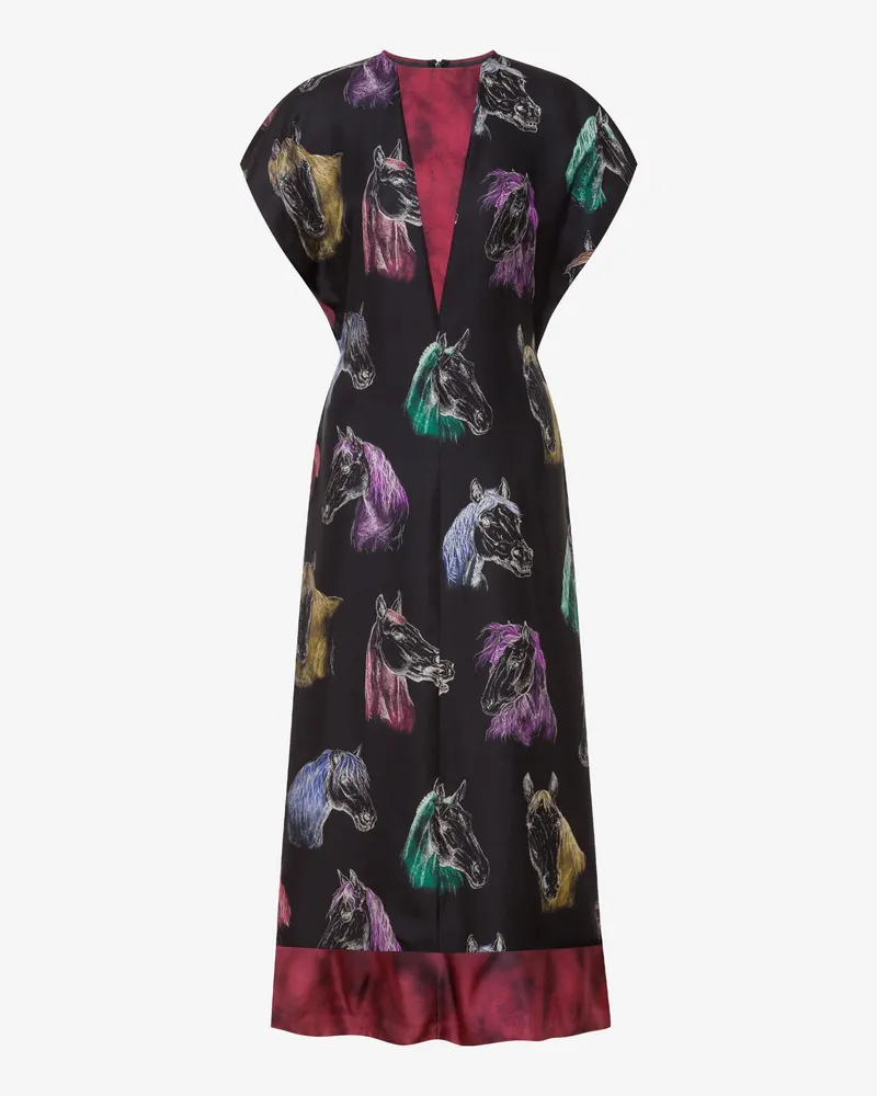 Moschino Kleid aus bedrucktem Seidentwill - Schwarz Schwarz