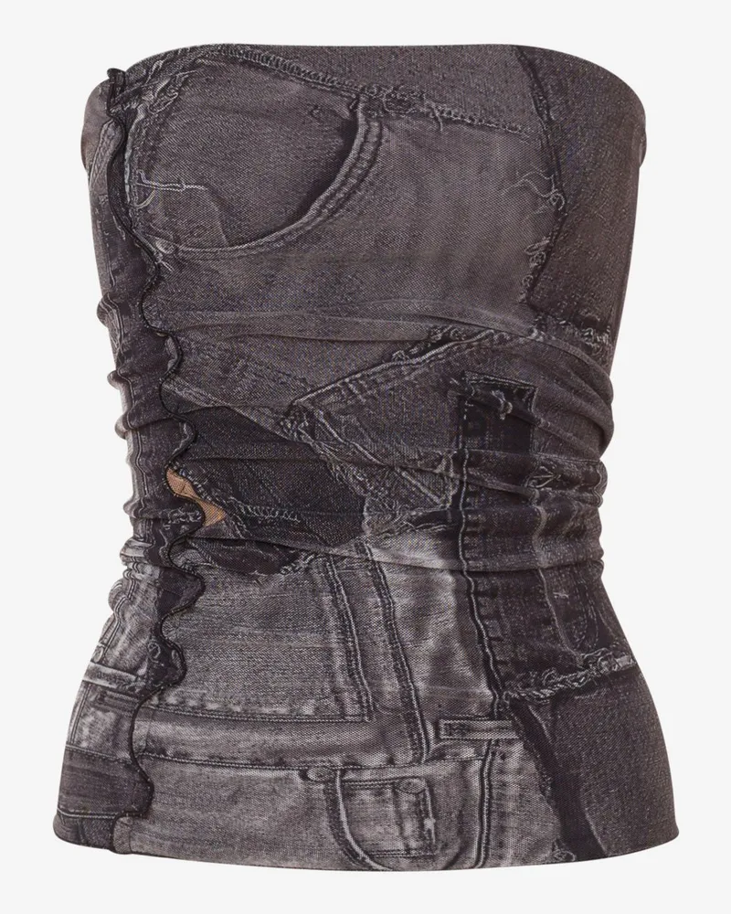 Moschino Bedrucktes Netz-Top - Schwarz Schwarz