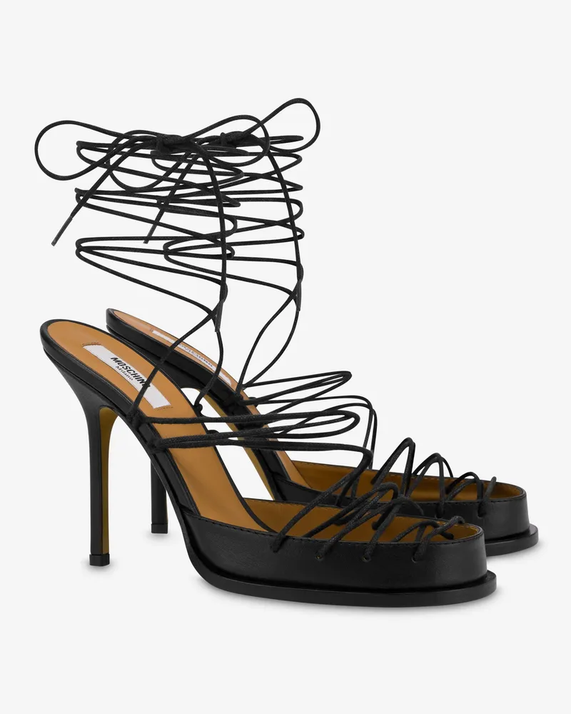 Moschino Hohe Sandalen aus Kalbsleder Geknotet - Schwarz Schwarz