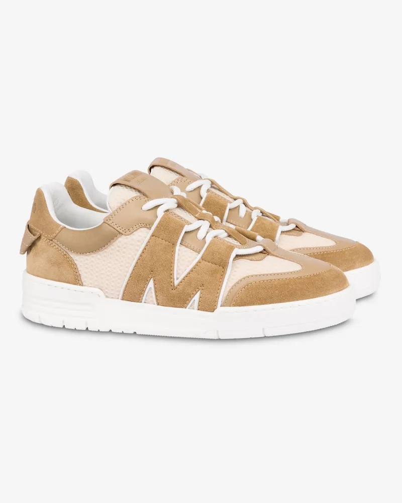 Moschino Turnschuhe aus Kalbsleder und Wildleder - Beige Beige
