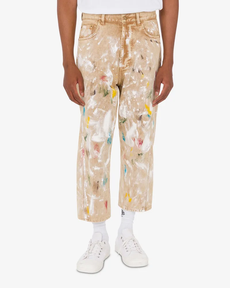 Moschino Hose aus bedrucktem Stretch-Baumwollbull - Beige Beige