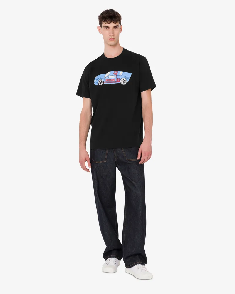 Moschino Bedrucktes T-Shirt aus Bio-Baumwolljersey - Schwarz Schwarz