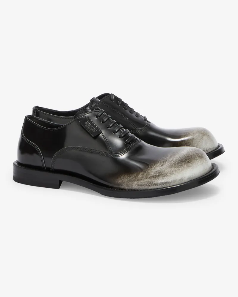 Moschino Zweifarbige Derby-Schuhe aus gebürstetem Kalbsleder - Schwarz Schwarz