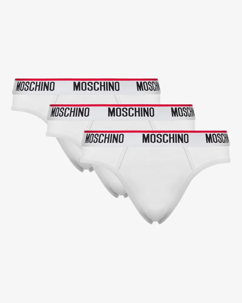 Moschino Set mit 3 Slips Logo Band - Weiß Weiß