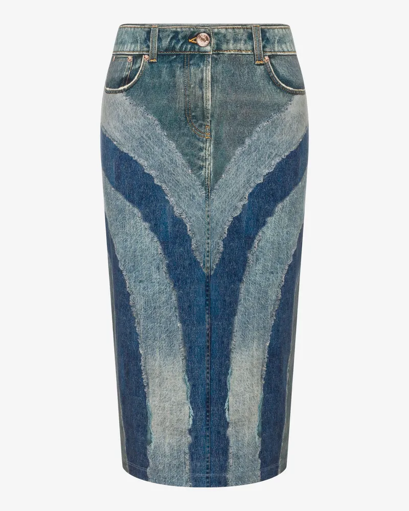 Moschino Bedruckter Rock aus Stretch-Baumwolljersey - Blau Blau