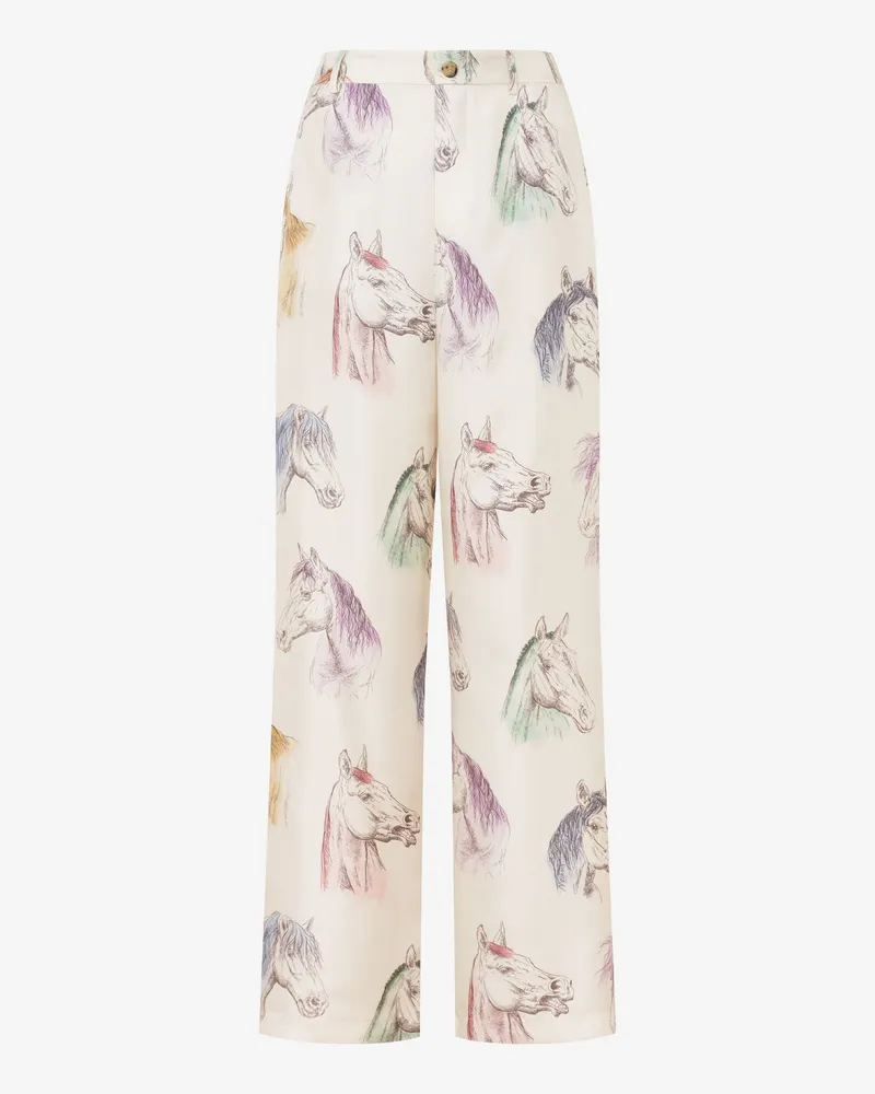 Moschino Hose aus bedrucktem Seidentwill - Weiß Weiß