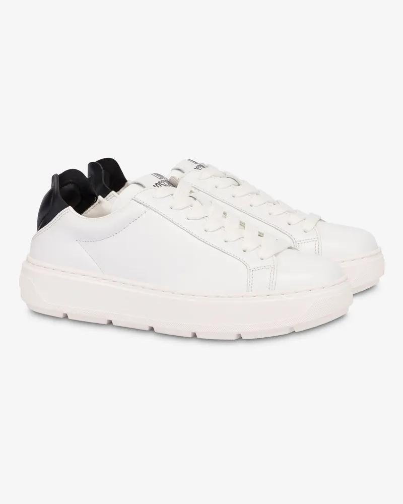 Moschino Turnschuhe aus Nappaleder und Lammfell - Weiß Weiß