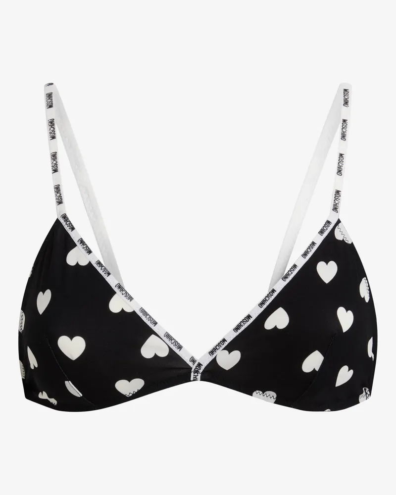 Moschino Bedruckter BH aus Mikrofaser - Schwarz Schwarz