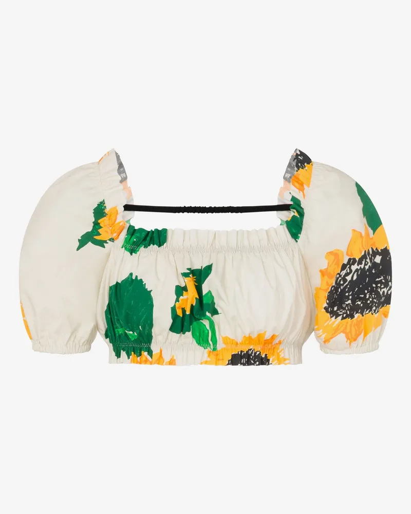 Moschino Crop-Top aus bedrucktem Baumwollpopeline - Weiß Weiß
