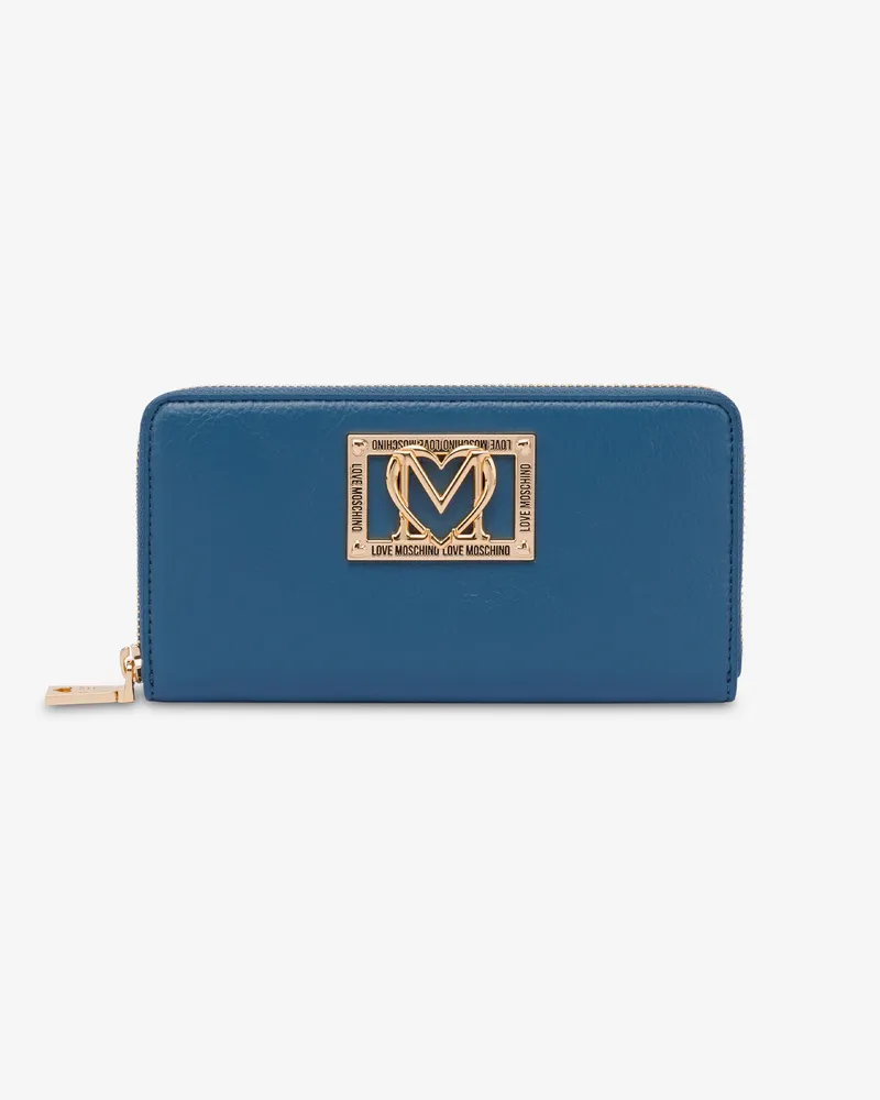Moschino Geldbörse mit Reißverschluss und Logo-Plakette - Blau Blau