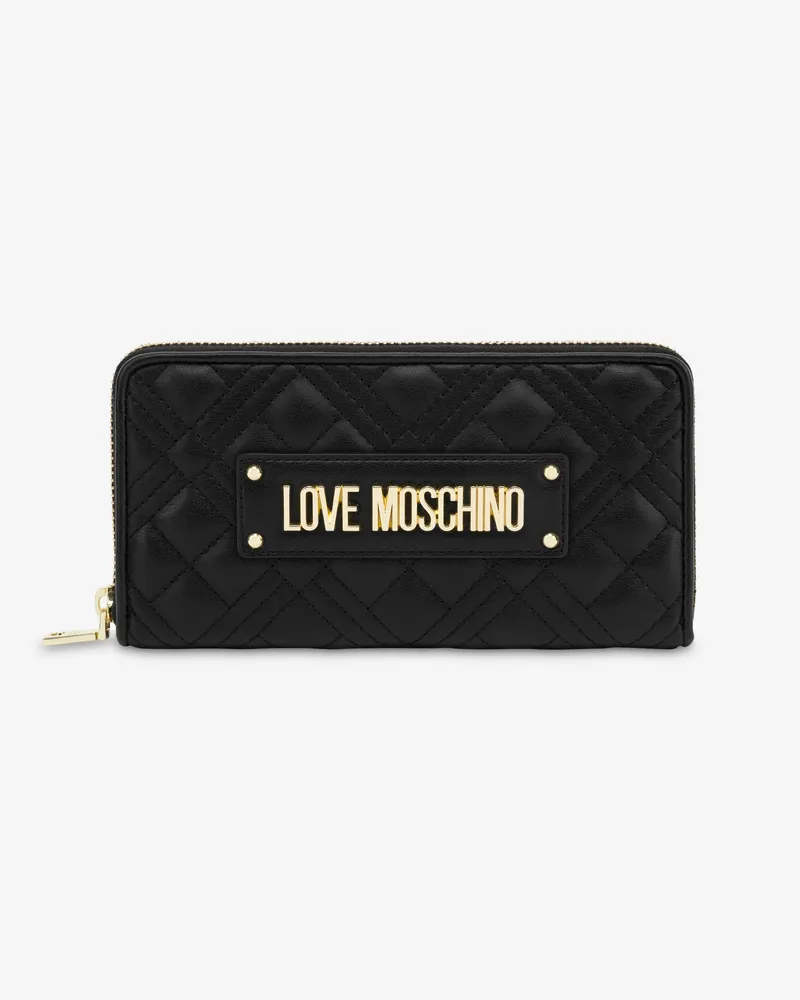 Moschino Gesteppte Geldbörse zip around - Schwarz Schwarz