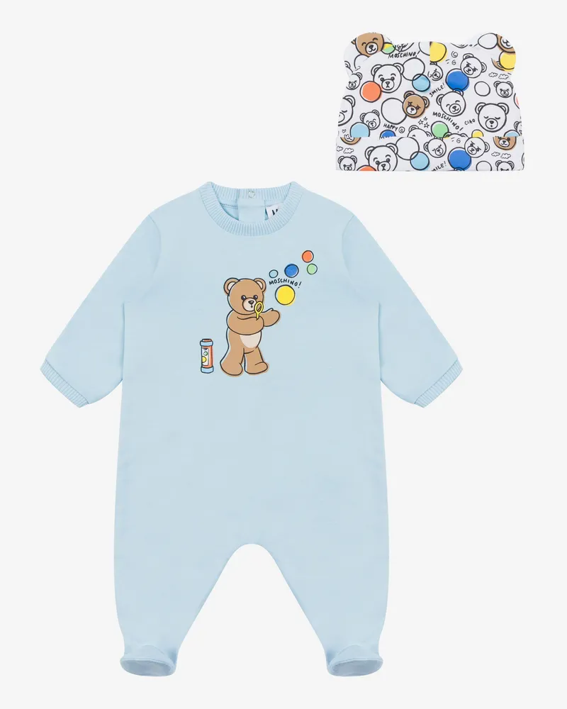 Moschino Strampler und Mütze aus Baumwollfleece - Blau Blau