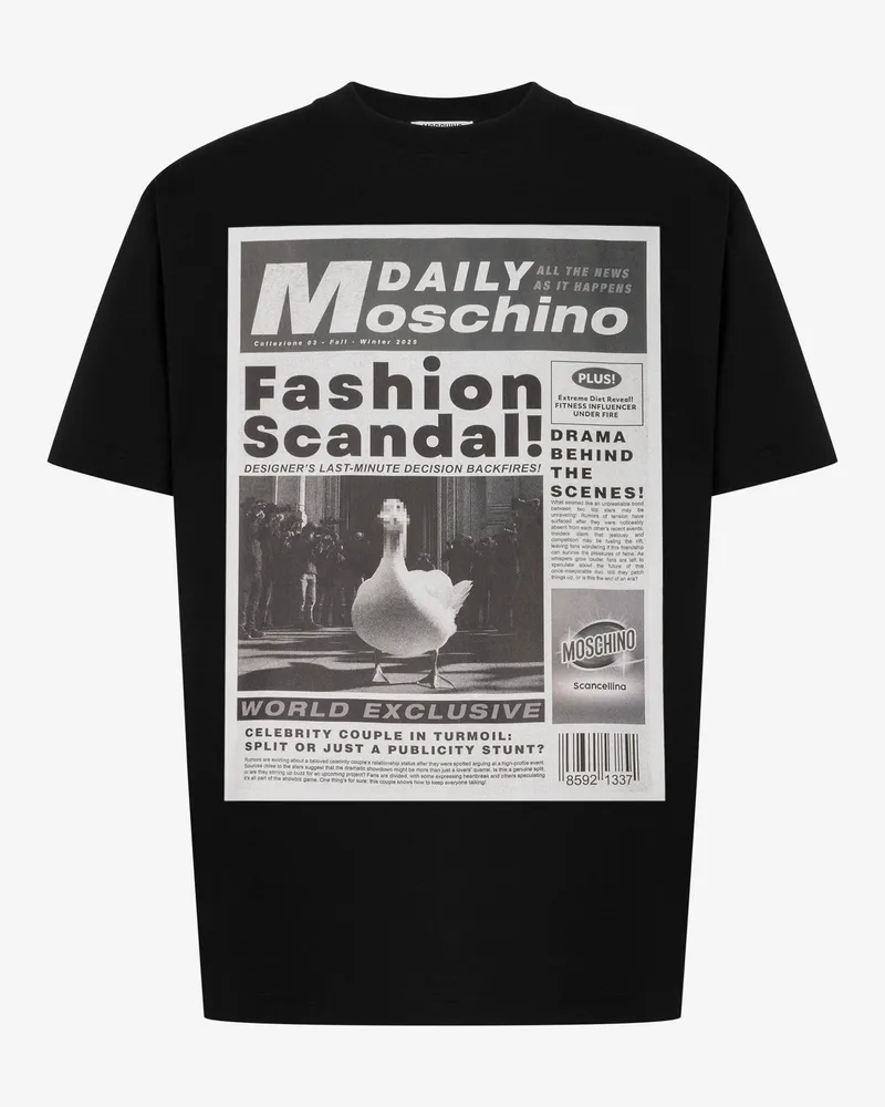 Moschino Bedrucktes T-Shirt aus Bio-Baumwolljersey - Schwarz Schwarz