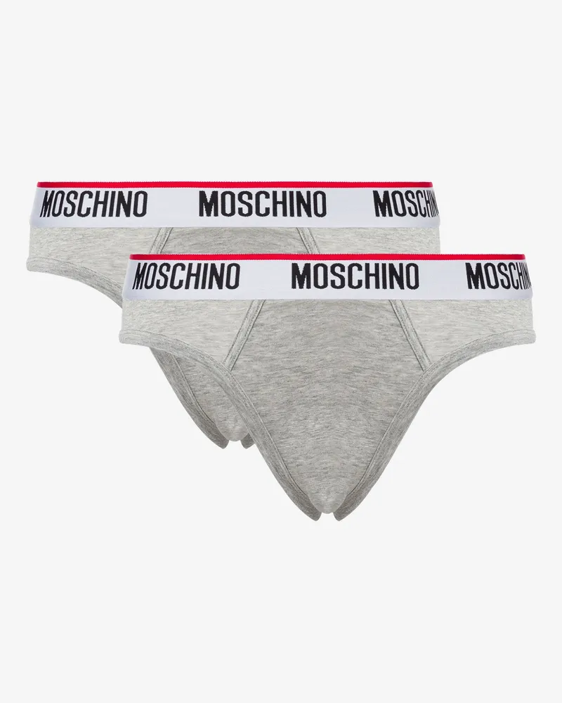 Moschino Slip im 2er-Pack mit Logo-Bund - Grau Grau