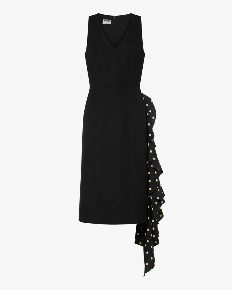 Moschino Diagonales Kleid aus Wollmischung mit Polka Dots - Schwarz Schwarz