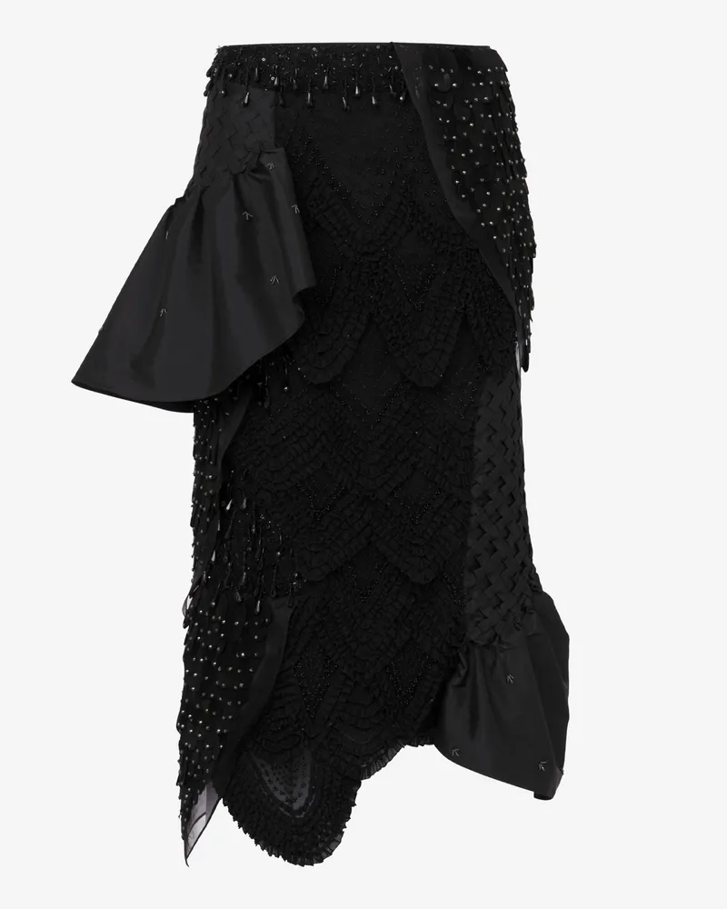 Moschino Bestickter Seidenorganza-Rock - Schwarz Schwarz