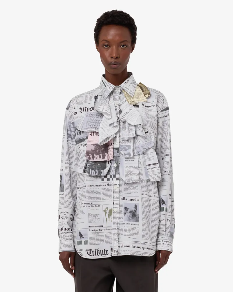 Moschino Bedrucktes Hemd aus Baumwollpopeline - Weiß Weiß
