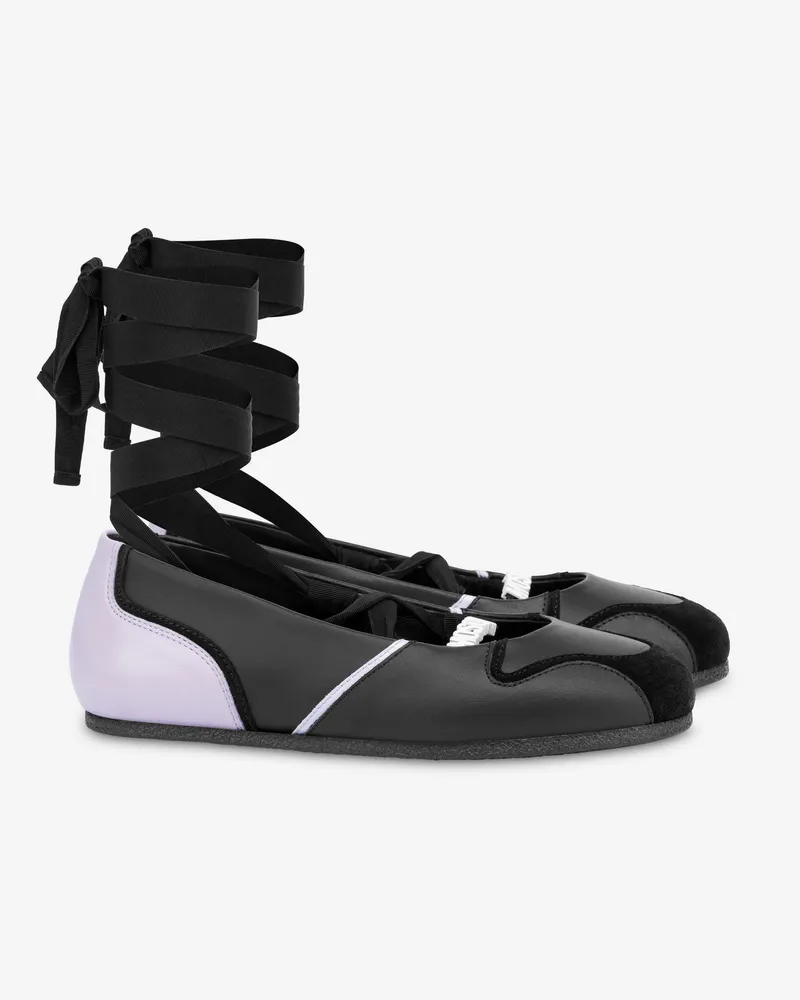 Moschino Ballerinas aus Kalbsleder und Wildleder - Schwarz Schwarz