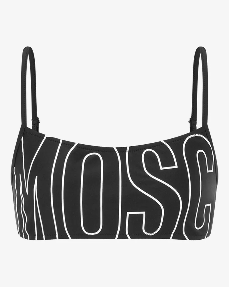 Moschino Bandeau-Bikinioberteil mit Rubber-Logo - Schwarz Schwarz