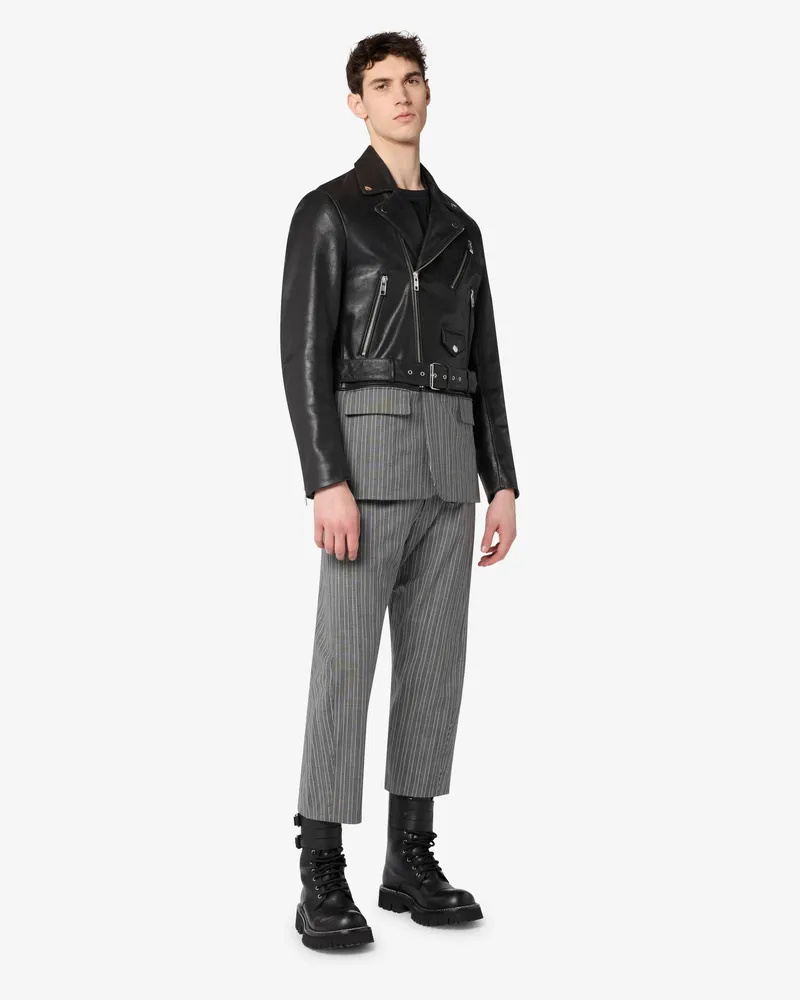 Moschino Bikerjacke aus Nappaleder in lockerer Passform - Schwarz Schwarz